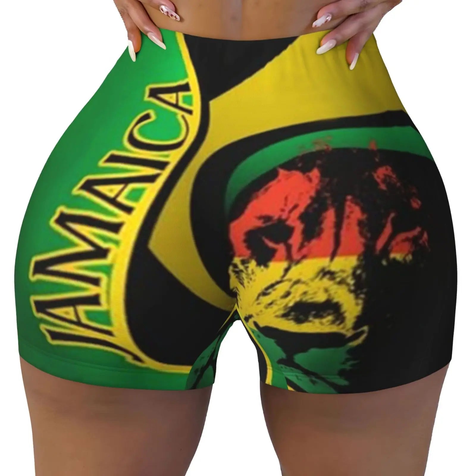 Jamaica Flag Spandex Booty Shorts