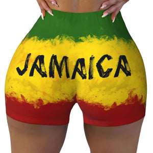 Jamaica Flag Spandex Booty Shorts