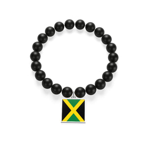 Jamaica Flag Matte Onyx Bracelet