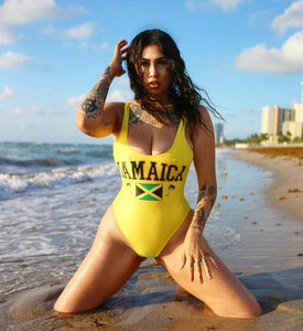 Jamaica Flag Palm Trees One-Piece Swimsuit