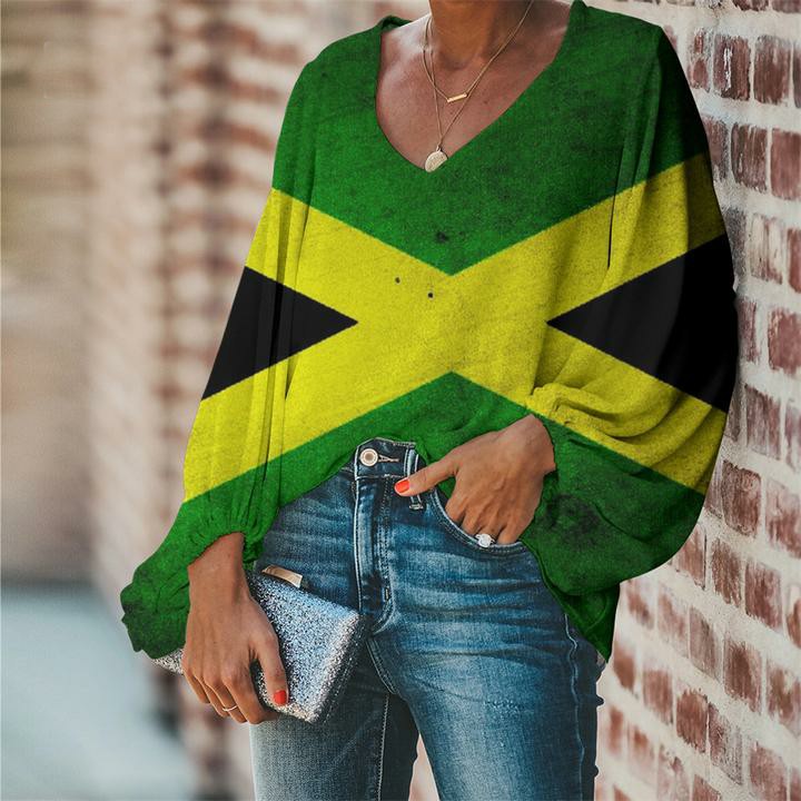 Women's Jamaica Flag/Rasta 3D Print Loose Blouse