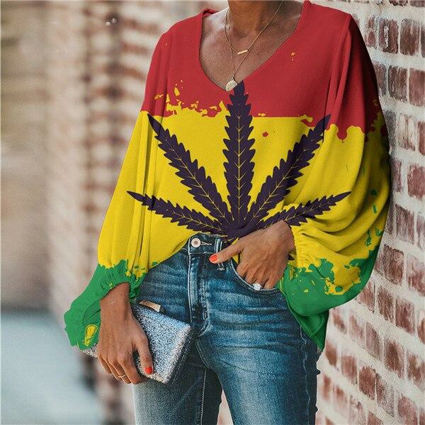 Women's Jamaica Flag/Rasta 3D Print Loose Blouse