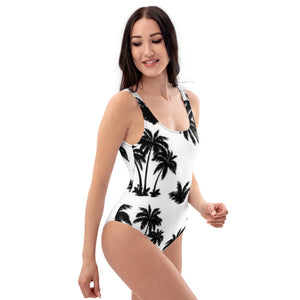 Black Palm Trees One-Piece Swimsuit