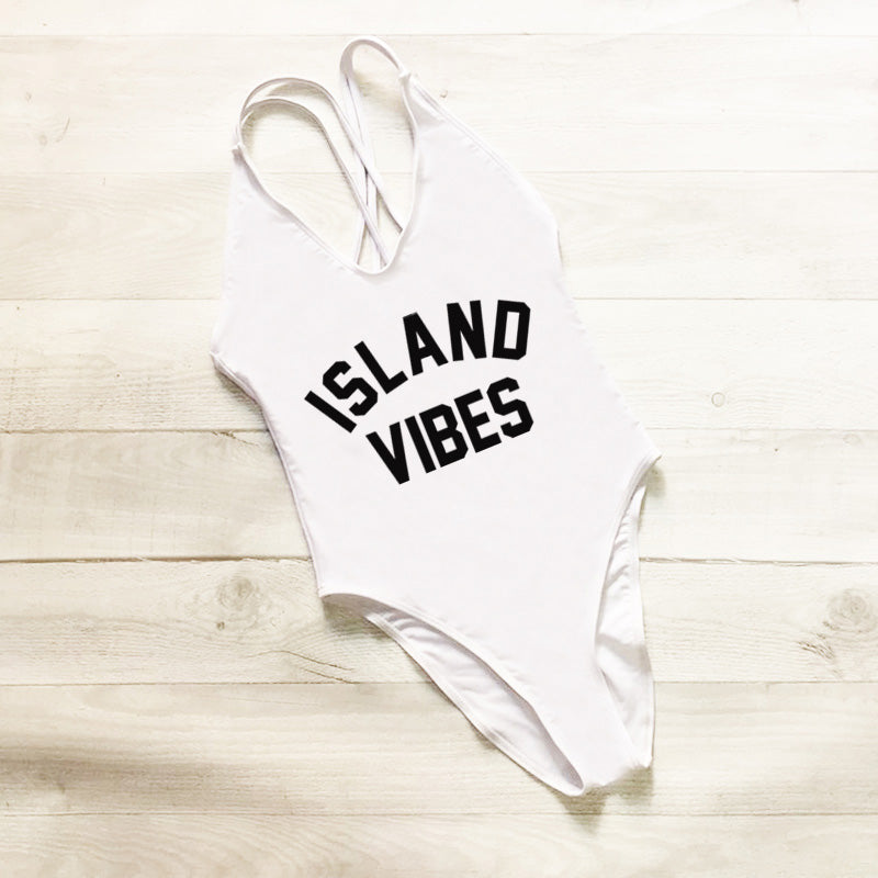 Island Vibes Cross Back One Piece Swimsuit