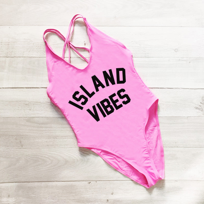 Island Vibes Cross Back One Piece Swimsuit