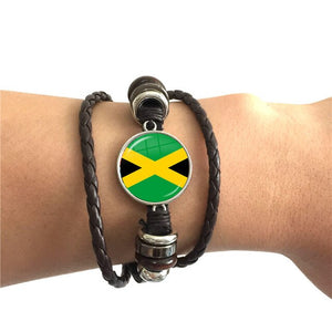 Jamaica Flag Leather Bracelet