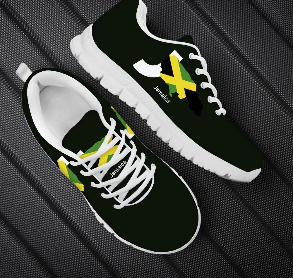 Jamaica Flag Map Lace Up Sneakers