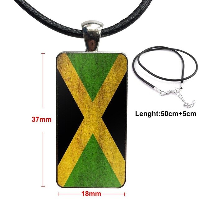 Jamaica Flag Rasta Glass Pendant Necklace
