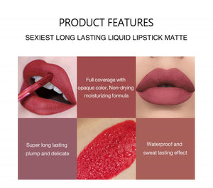 6 Colors/Set Natural Moisturize Waterproof Velvet Liquid Lipstick Gift Box