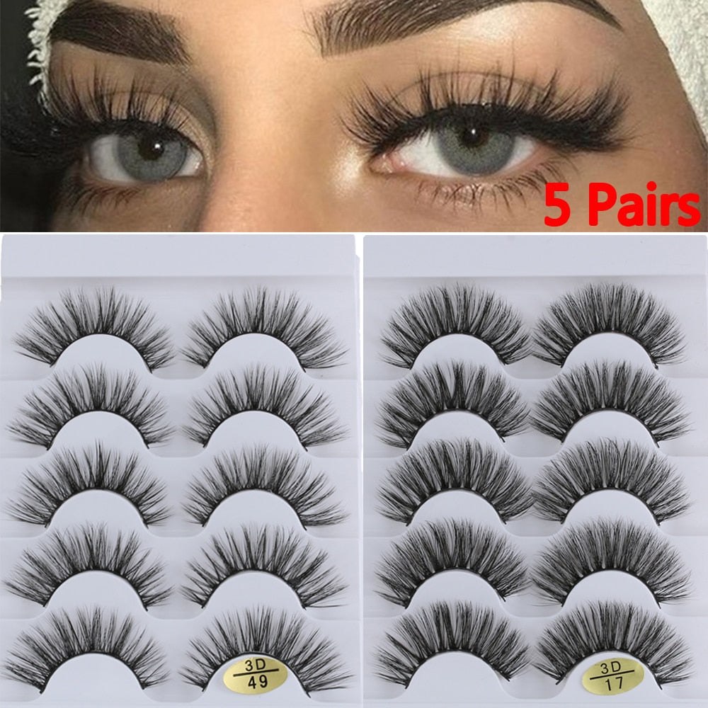 5 Pairs 3D Cruelty-free Black False Eyelashes
