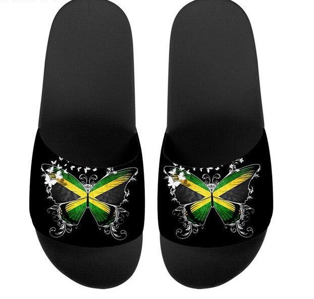 Jamaica Flag Butterfly Print Slippers