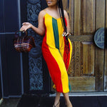 Rasta Color Spaghetti Strap Loose Jumpsuit