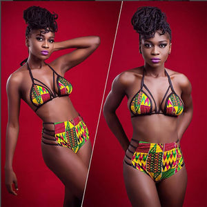 African Print Padded Push-up Bikini Set