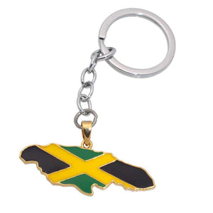 Jamaica Flag Map Key Chain