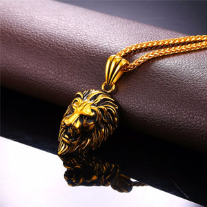 Lion Head Stainless Steel Pendant Necklace