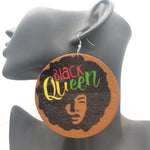 Black Queen Wooden Earrings
