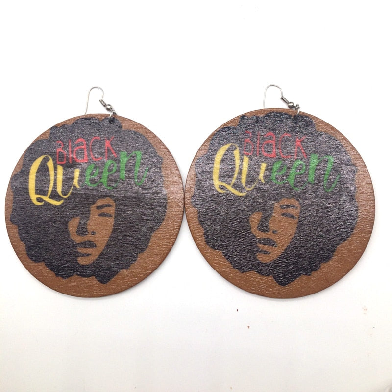 Black Queen Wooden Earrings