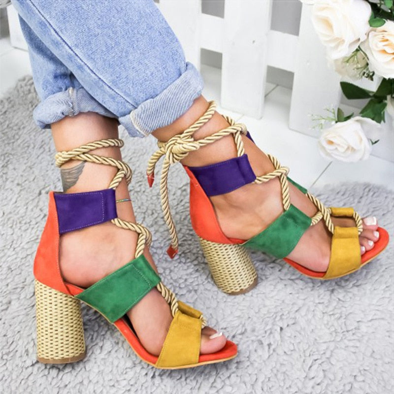Women's Lace-Up High Heel Gladiator Sandals