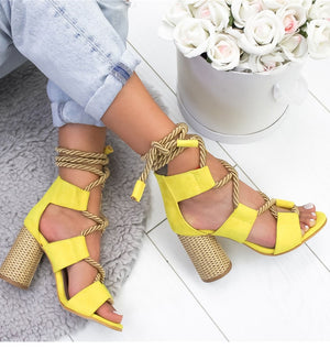 Women's Lace-Up High Heel Gladiator Sandals